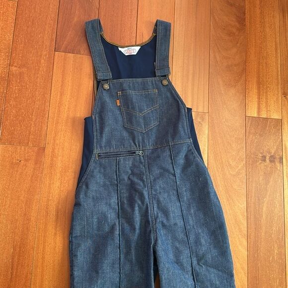Levi's Vtg 70s Ski Bib Denim Blue Jean Snow Suit Overalls Apres Womens 10/12 - Picture 2 of 16